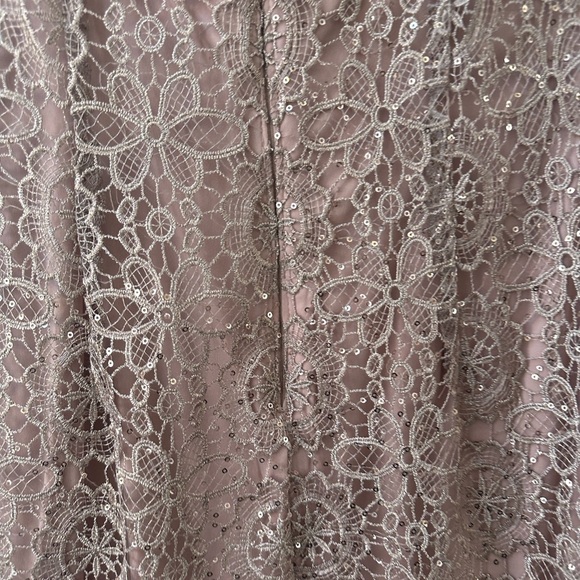 ADRIANNA PAPELL nude sparkle floral lace overlay cocktail evening dress womens 4 - Picture 3 of 10